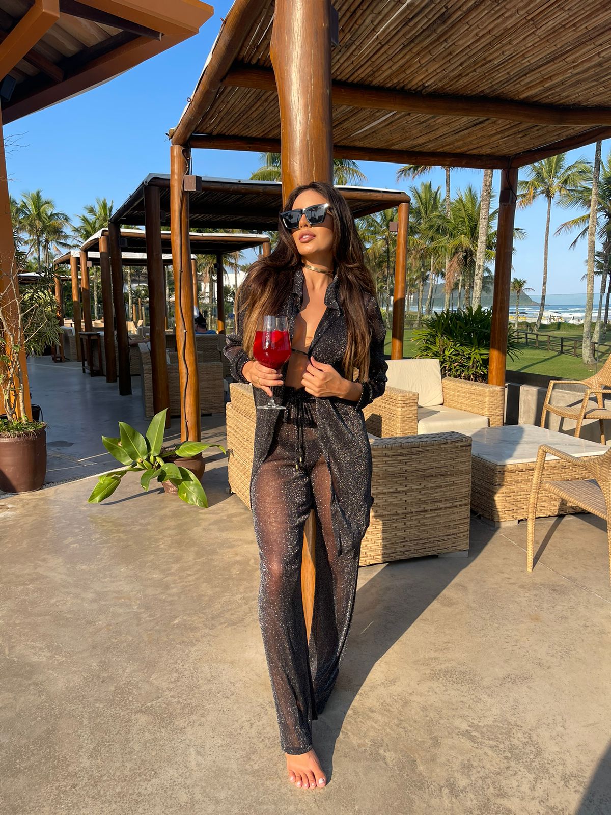 Conjunto Tule Lurex Preto Silver