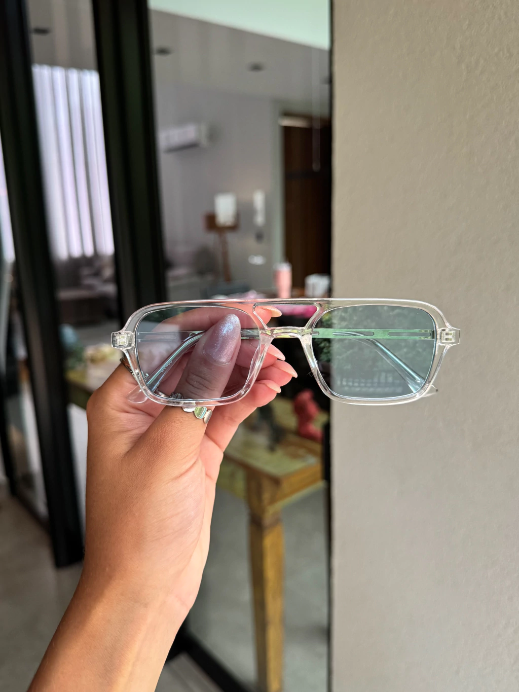 Óculos de Sol Aviador Urban Mini Transparente com Azul - Imagem 2