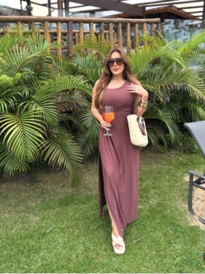 Saída Serena longa marrom