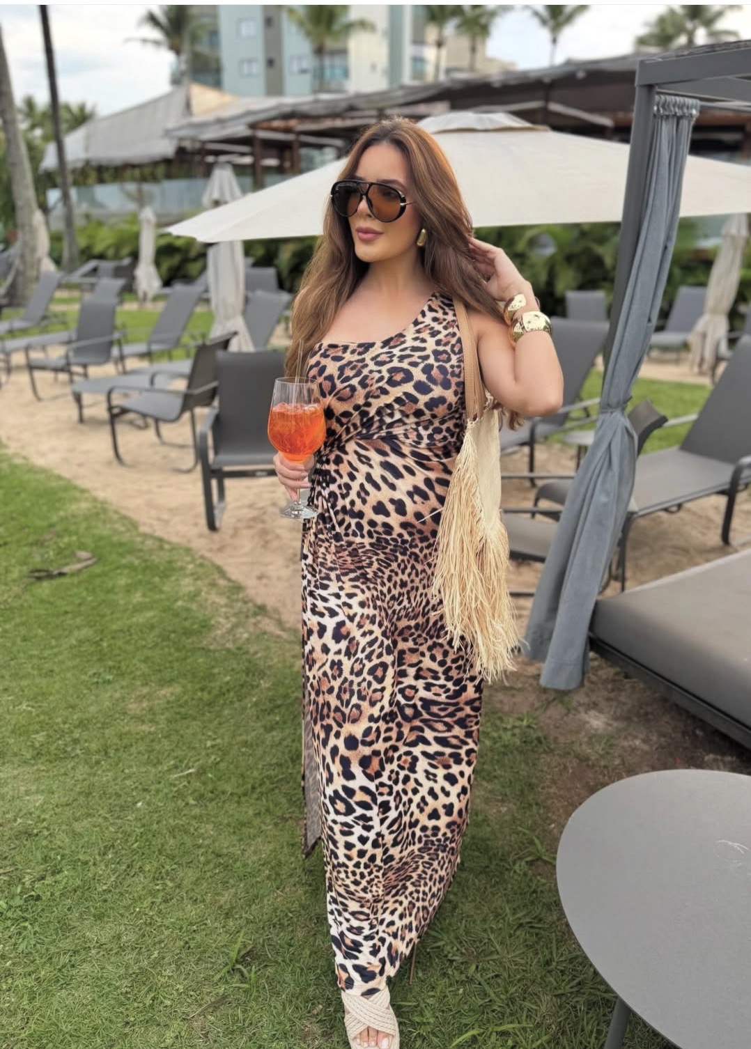 Saída Serena longa Animal print